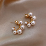 Load image into Gallery viewer, C-Shaped 5 Faux Pearl Stud Earrings Women Vintage N6H163