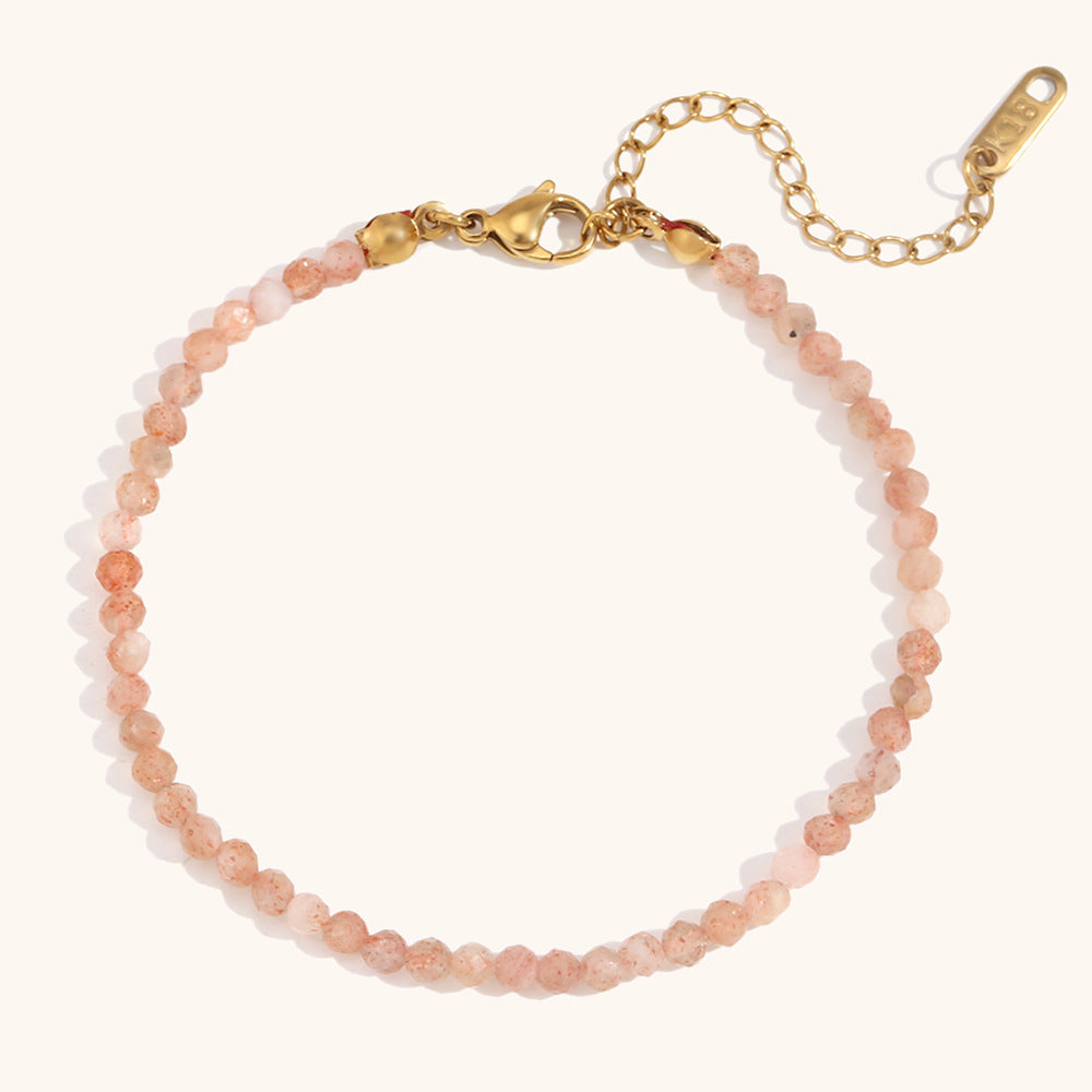 Natural Stone Chain Steel Gold Plated S5P250