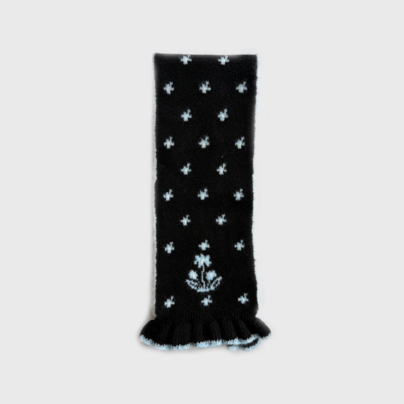 Cartoon Deer Jacquard Wool Blend Knit Scarf Women N6H221