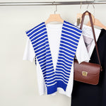 Load image into Gallery viewer, Colorblock Stripe Knit Shoulder Cape Women Travel N6H244