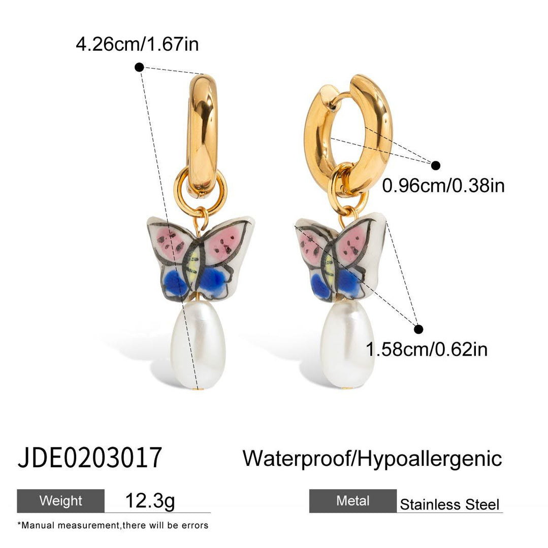Geometric Pearl Studs Steel Plated Fadeproof S5P160