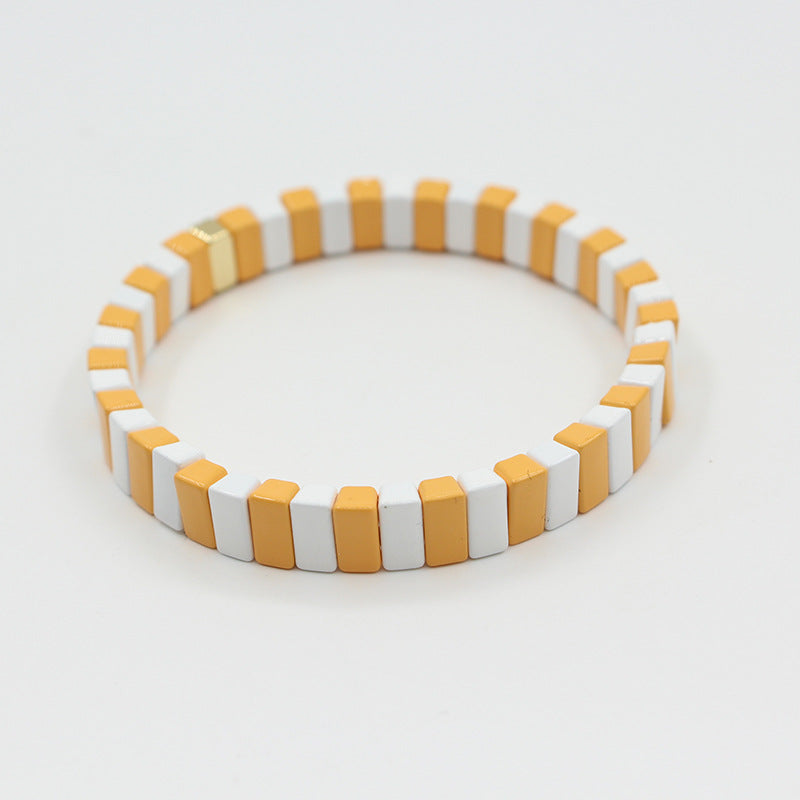 Macaron Elastic Bracelet Dual-Tone Enamel Alloy S5P043