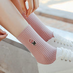 Load image into Gallery viewer, Rose Embossed Floral Embroidery Mid-Calf Stack Socks N6H014
