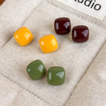 Load image into Gallery viewer, Candy Color Rounded Square Glossy Stud Earrings Women N6H104