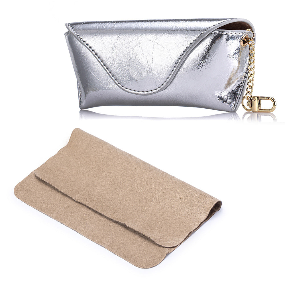 Top Grain Leather Cracked Texture Glasses Case N6G097