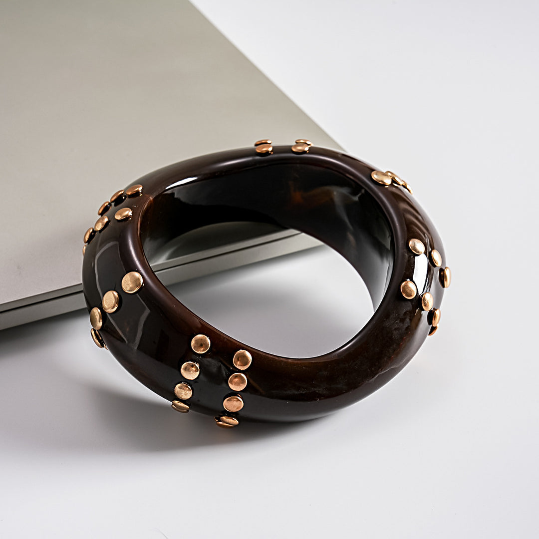 Vintage Resin Ombré Stud Circle Geometric Bangle N6H074