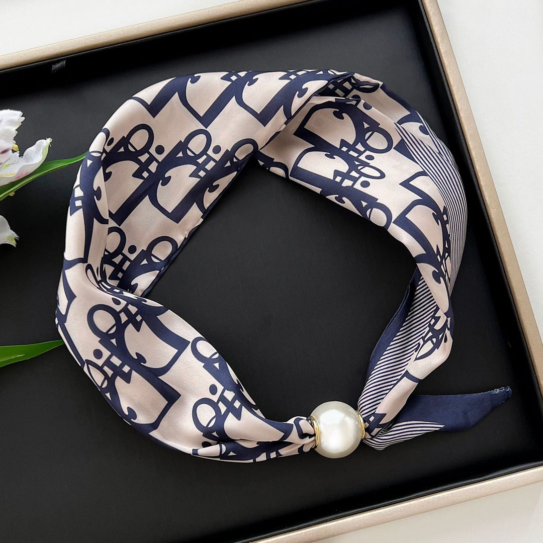 Women's Polyester Faux Silk Polka Dot Neck Scarf N6J149