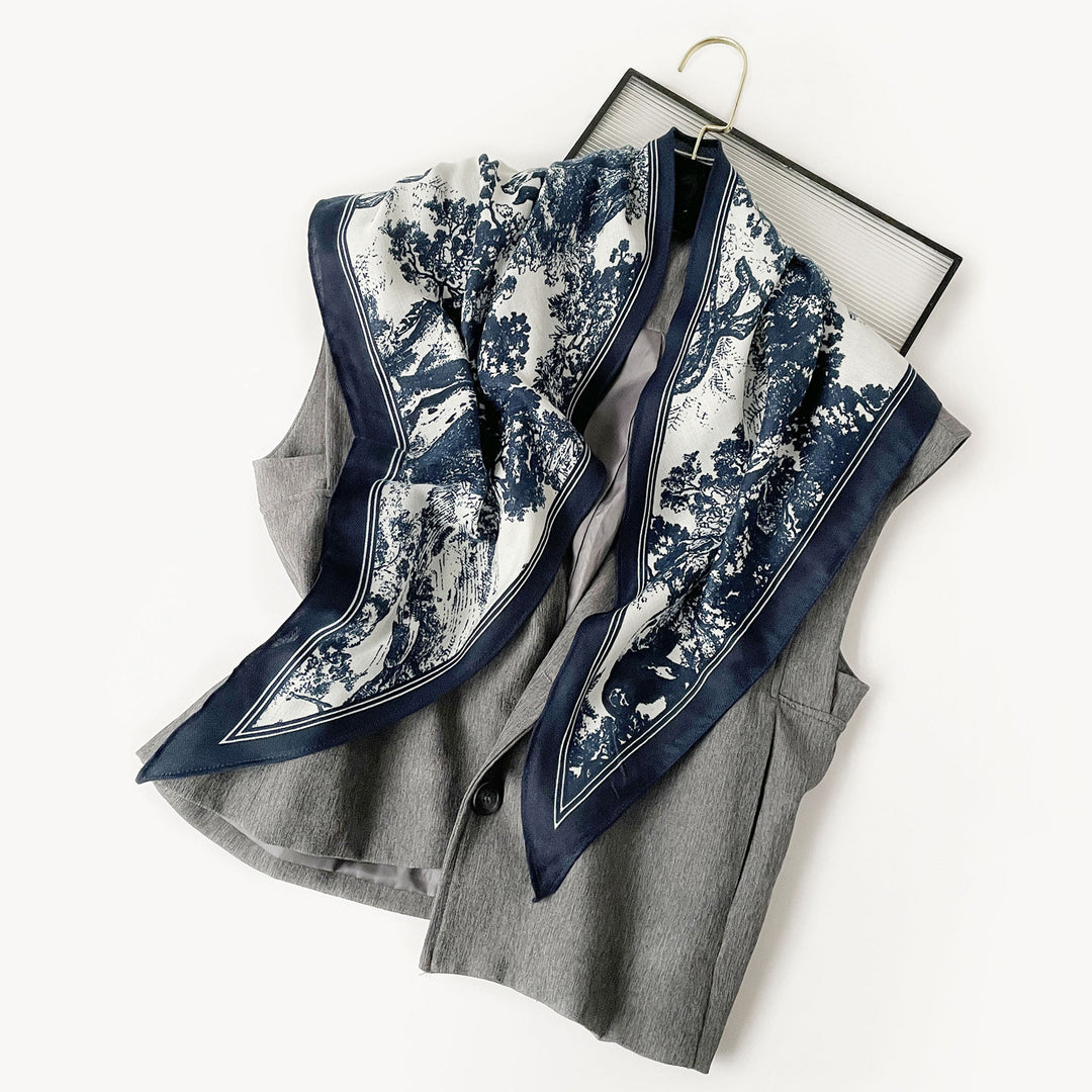 Simulated Silk Herringbone Triangle Scarf Women N6G232