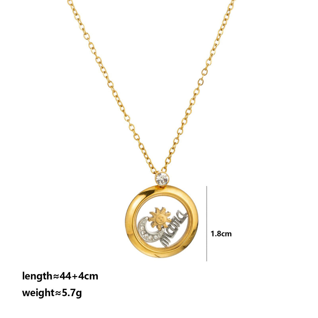 Mom Mirror Pendant Necklace 18K Gold Plated N6D535