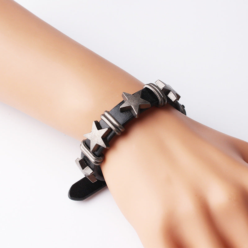 Punk Style Five-Point Star Alloy Bracelet S5P610