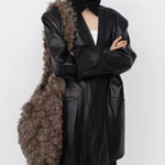Load image into Gallery viewer, Fur Like Shoulder Bag Grey Brown S5P276
