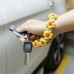 Load image into Gallery viewer, Daisy Flower Keychain Handwoven Wristlet Spring Coil N6G040