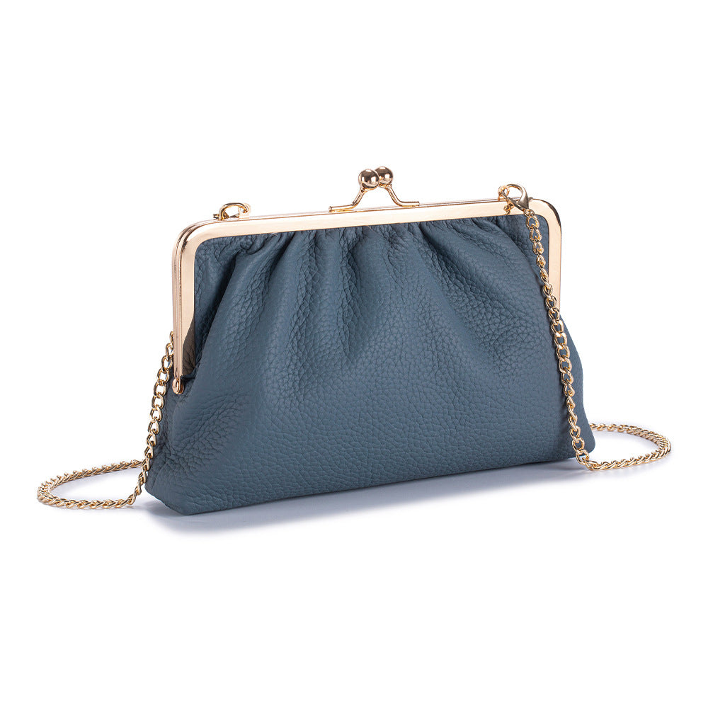 Women's Ruched Top-Grain Leather Evening Bag N6J221
