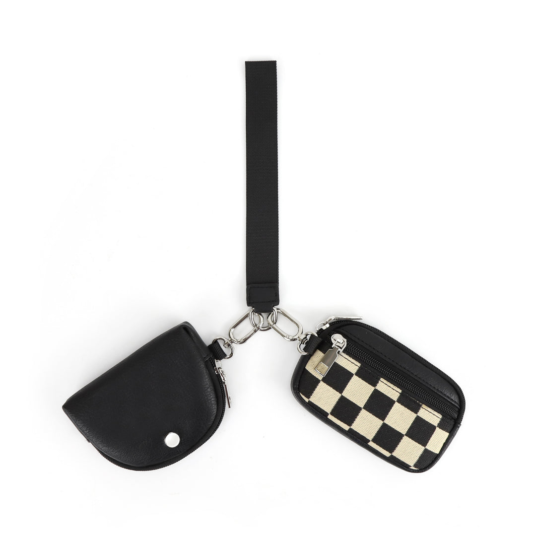 Checkerboard PU Wristlet Wallet Card Slot Purse N6G090