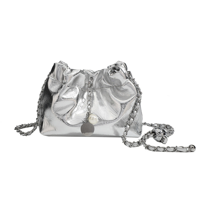 Pleated Bucket Bag PU Cloud Silhouette S5P309