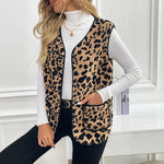 Load image into Gallery viewer, VNeck Leopard Cardigan Vest Lightweight Lamb Wool N5A173