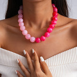 Load image into Gallery viewer, Acrylic Ombré Beaded Choker Statement Necklace N6H067
