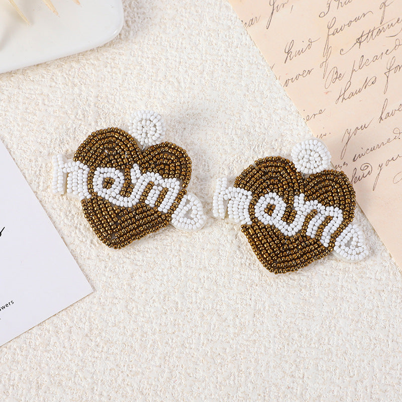 Bohemian Handmade Rainbow Heart Beaded Earrings N6D506