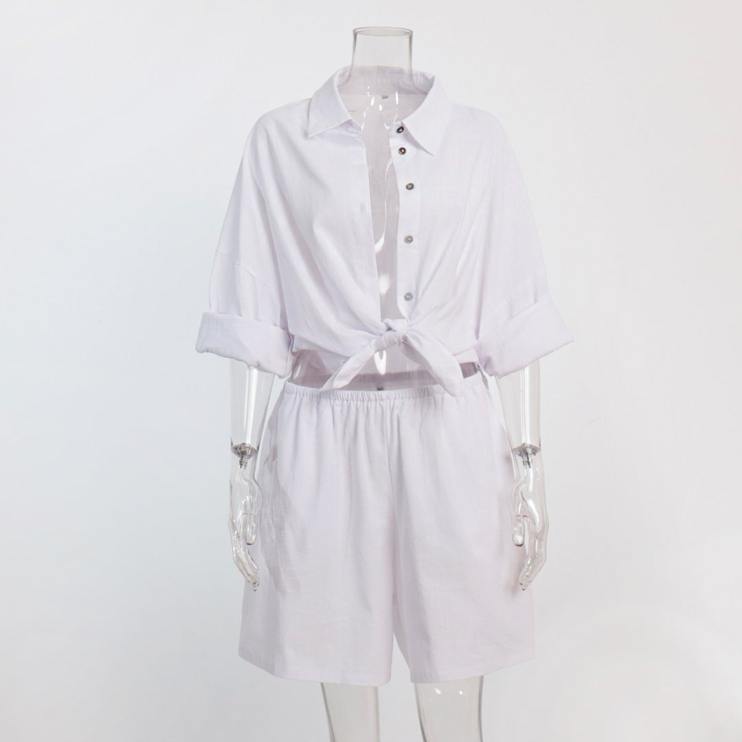 Cotton Shirt Short Set Lightweight Options N5Z855