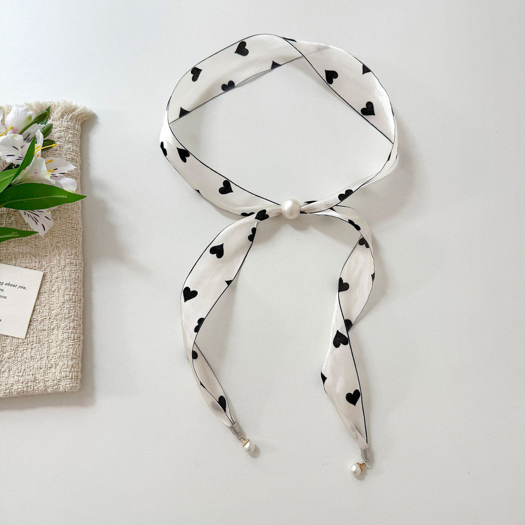Women's Polyester Pearl Charm Neck Scarf N6J146