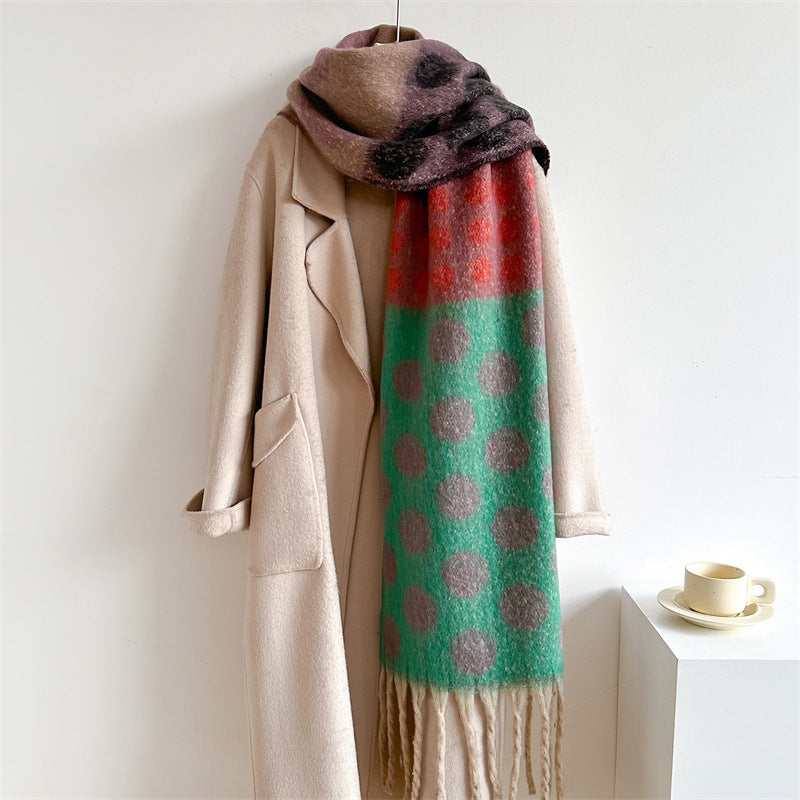 Polka Dot Faux Wool Wrap  M5A242