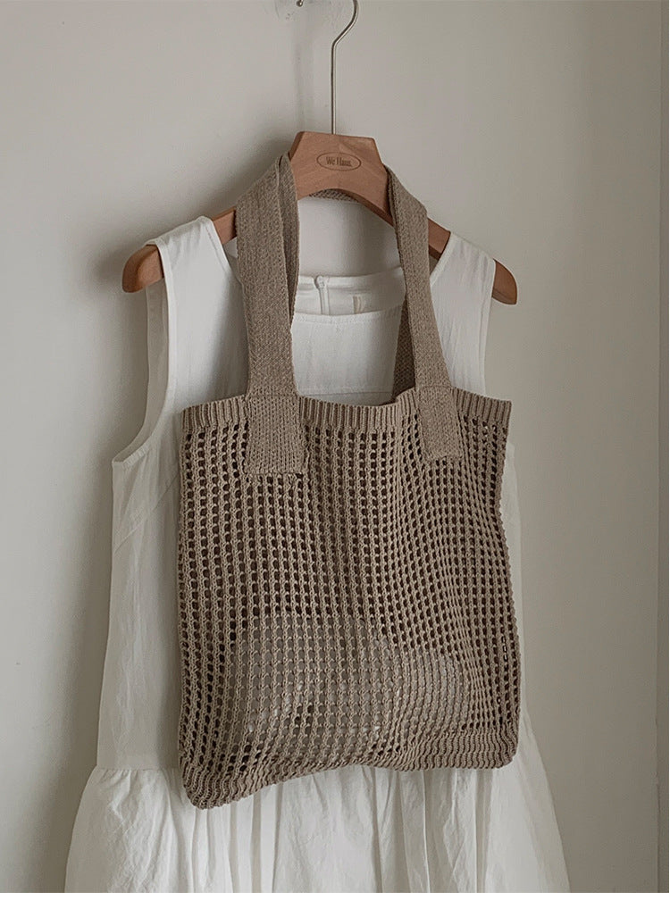 Mesh Crochet Tote Bag Vintage Women N6C060