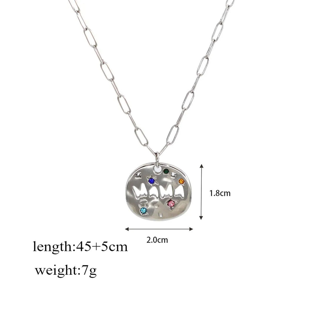 MAMA Tarot Circle Pendant 18K Gold Plated Necklace N6D534