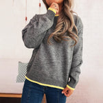 Load image into Gallery viewer, Contrast Trim Round Sweater Mid Weight Options N5A224

