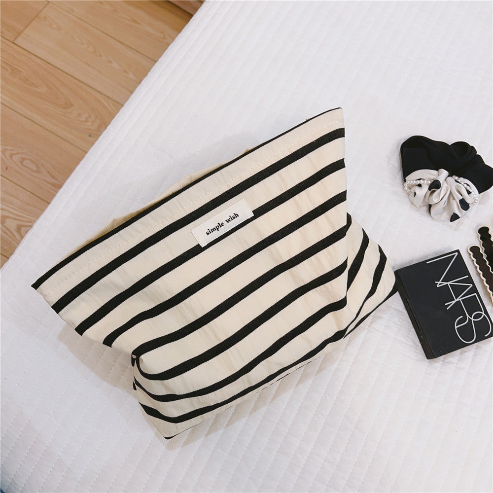 Contrast Stripe Canvas Zipper Organizer Horizontal S5P362