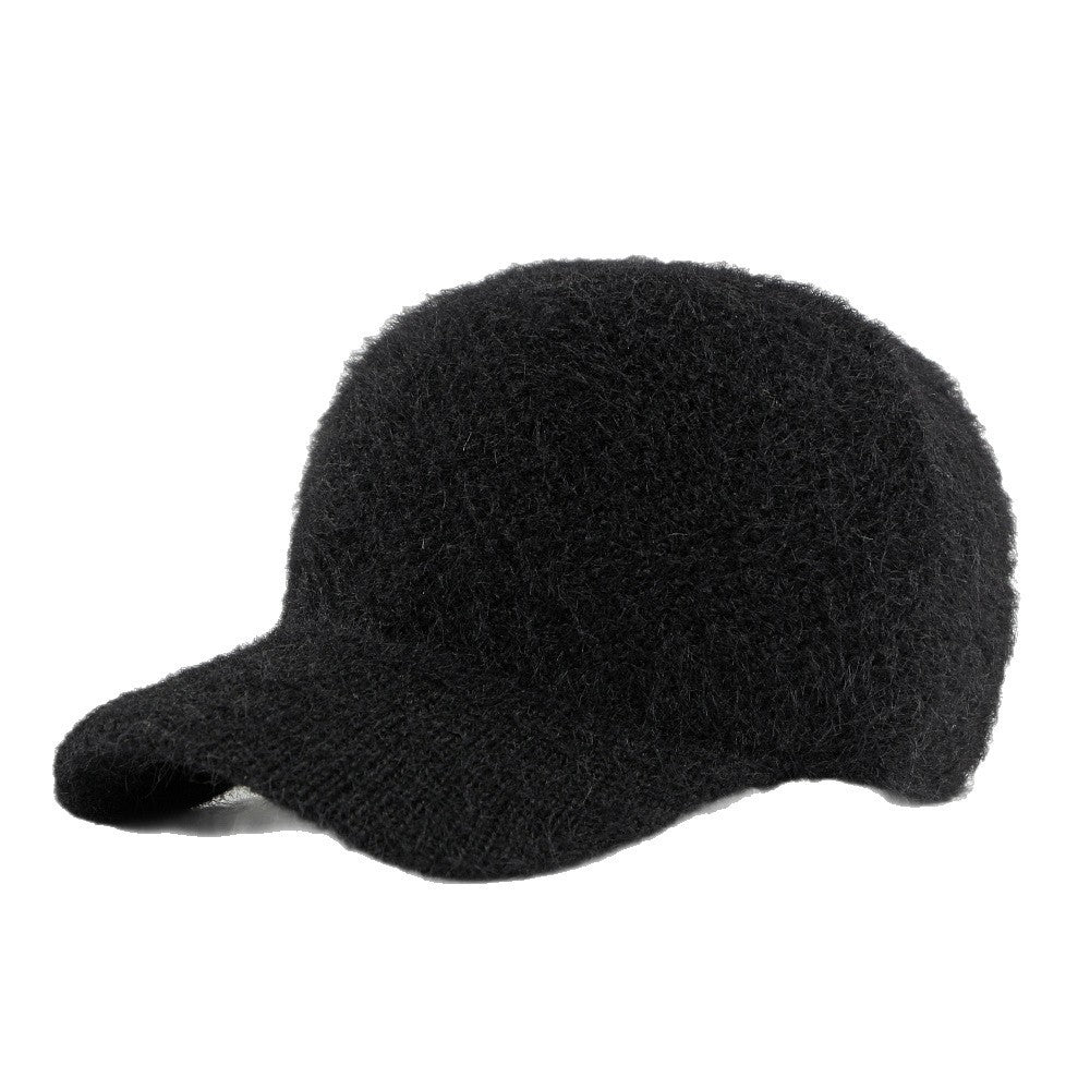 Faux Rabbit Fur Baseball Cap Women Soft Warm Knit N6G201