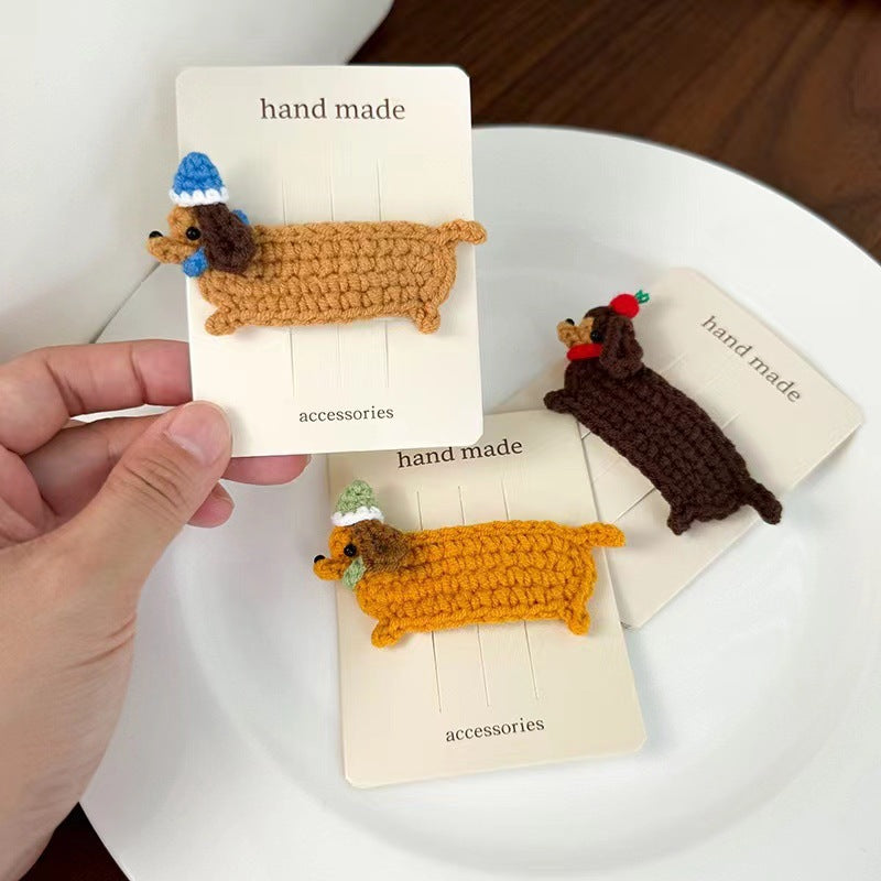 Girls Cute Cartoon Animal Knit Hair Clip N6K307