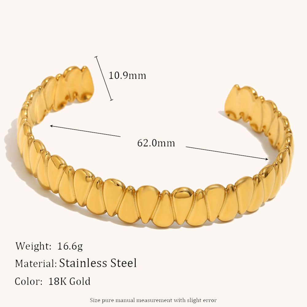 Teardrop Bangle Steel 18K Plated  Minimalist S5P119