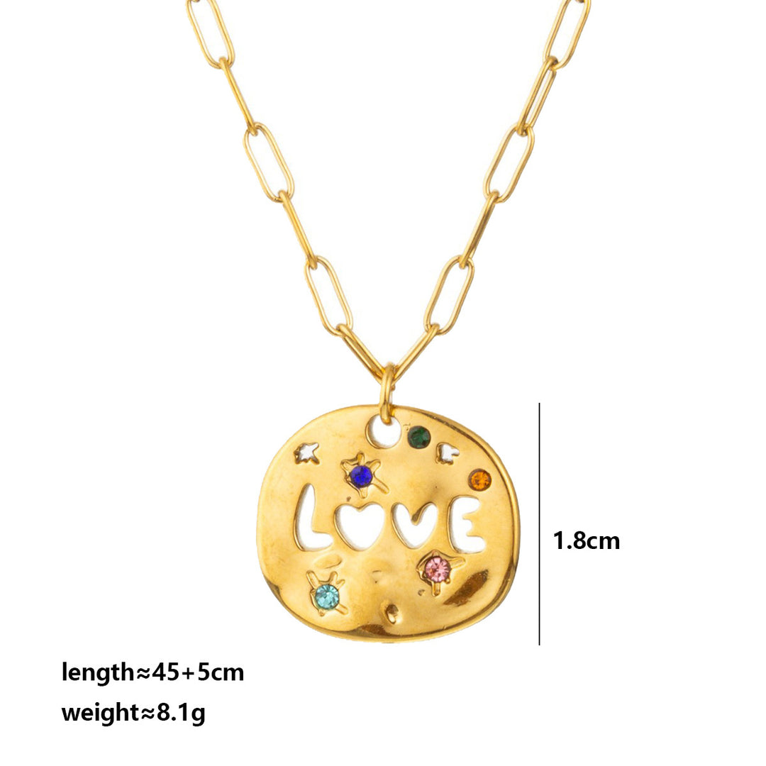 MAMA Tarot Circle Pendant 18K Gold Plated Necklace N6D534