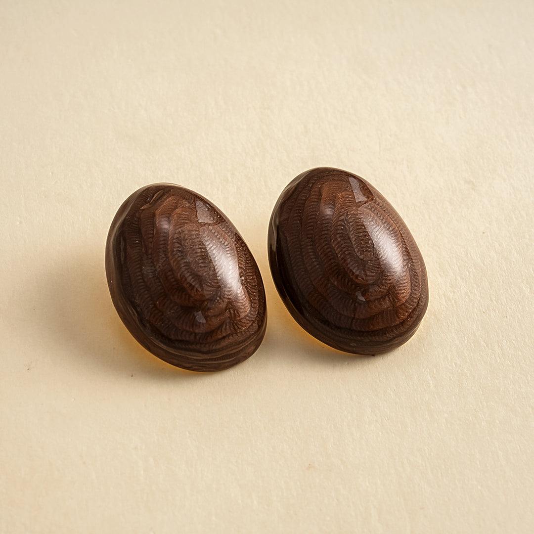 Womens Vintage Marbled Oval Alloy Stud Earrings N6K156