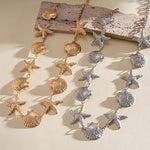 Load image into Gallery viewer, Pleated Metal Starfish Shell Waist Chain Necklace N6H136
