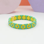 Load image into Gallery viewer, Bohemian Floral Cuff Enamel Steel Elastic DIY Plated S5P085
