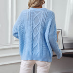 Load image into Gallery viewer, Cable Crew Sweater Mid Weight Blue Pink N5Z824
