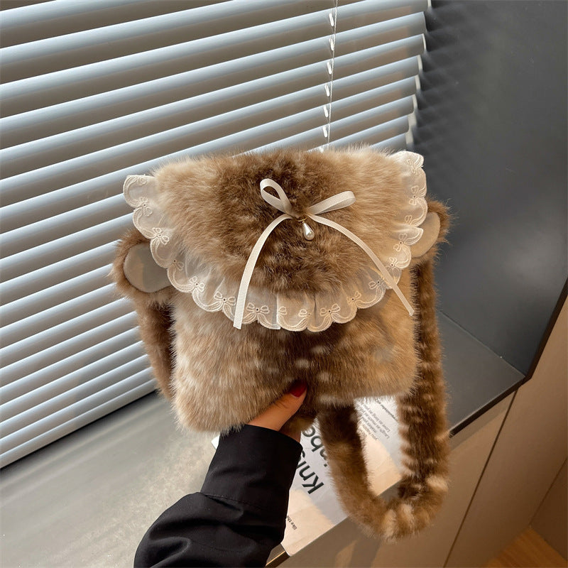 Women's Plush Deer Mini Crossbody Bag N6J185