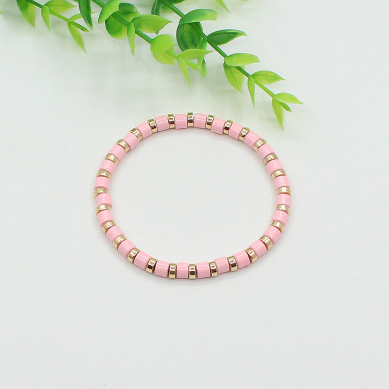 Tube Bead Chain Alloy Vitreous Enamel Rainbow S5P267