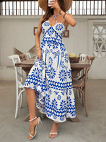 Load image into Gallery viewer, Ethnic Print Off-Shoulder Cross Beach Dress Women N6C255