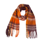 Load image into Gallery viewer, Rainbow Plaid Mohair Feel Chunky Fringe Scarf N6K249