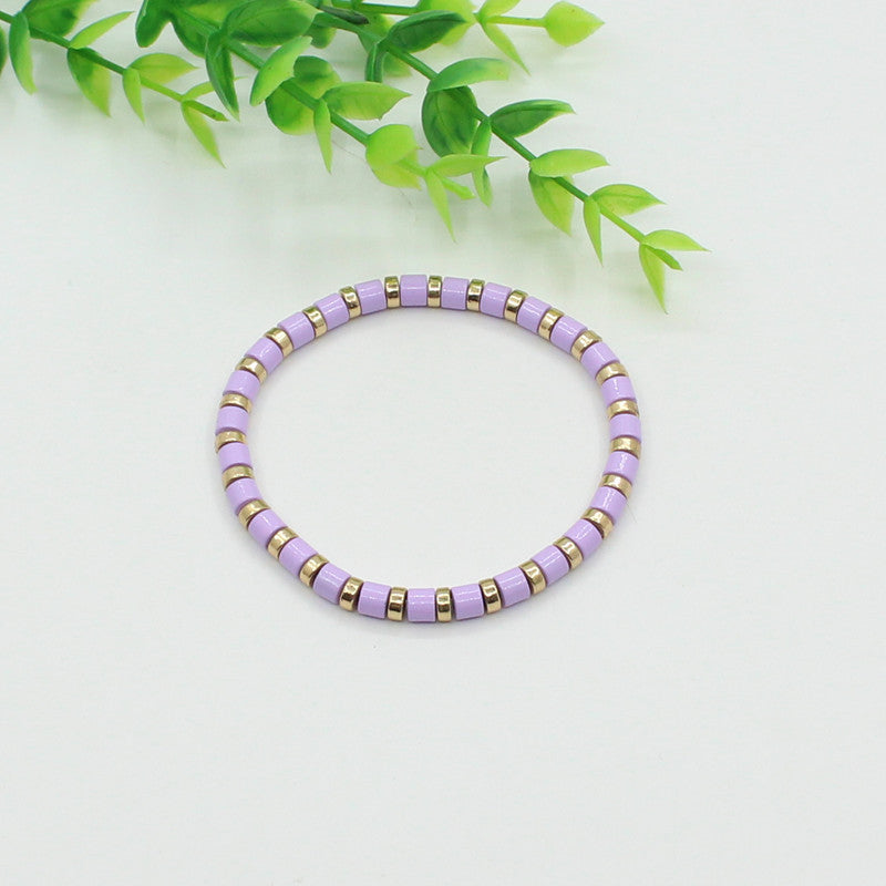 Tube Bead Chain Alloy Vitreous Enamel Rainbow S5P267