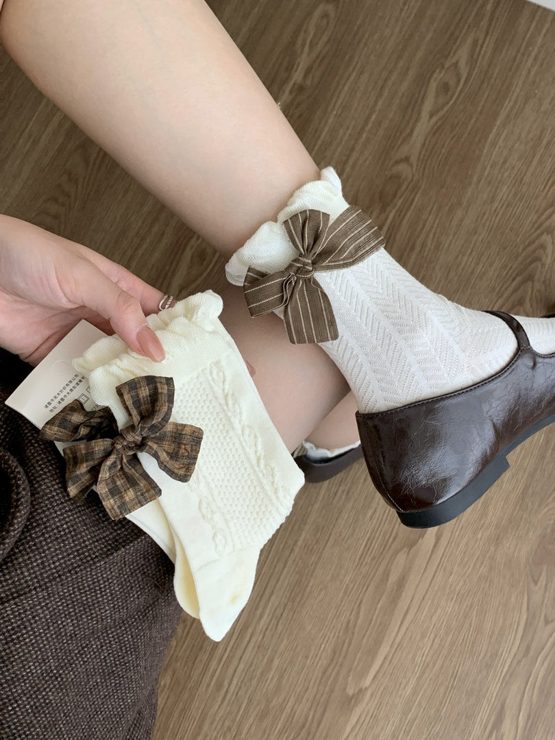 Bow Accent Australian Cotton Stackable Socks M5A048
