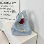 Load image into Gallery viewer, Denim Wristlet Bag Red Plaid Color Block Shoulder S5P863