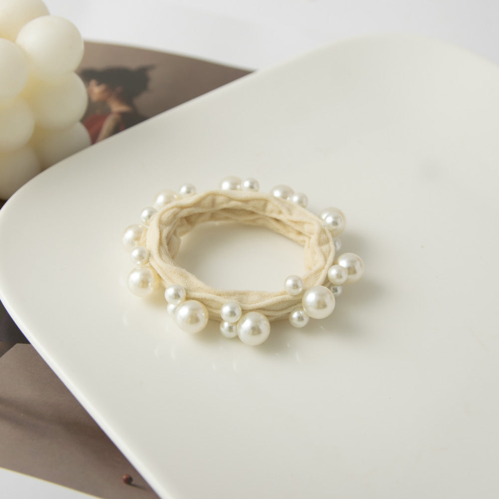 Soft Beaded Scrunchie High Ponytail Holder Women N6H183