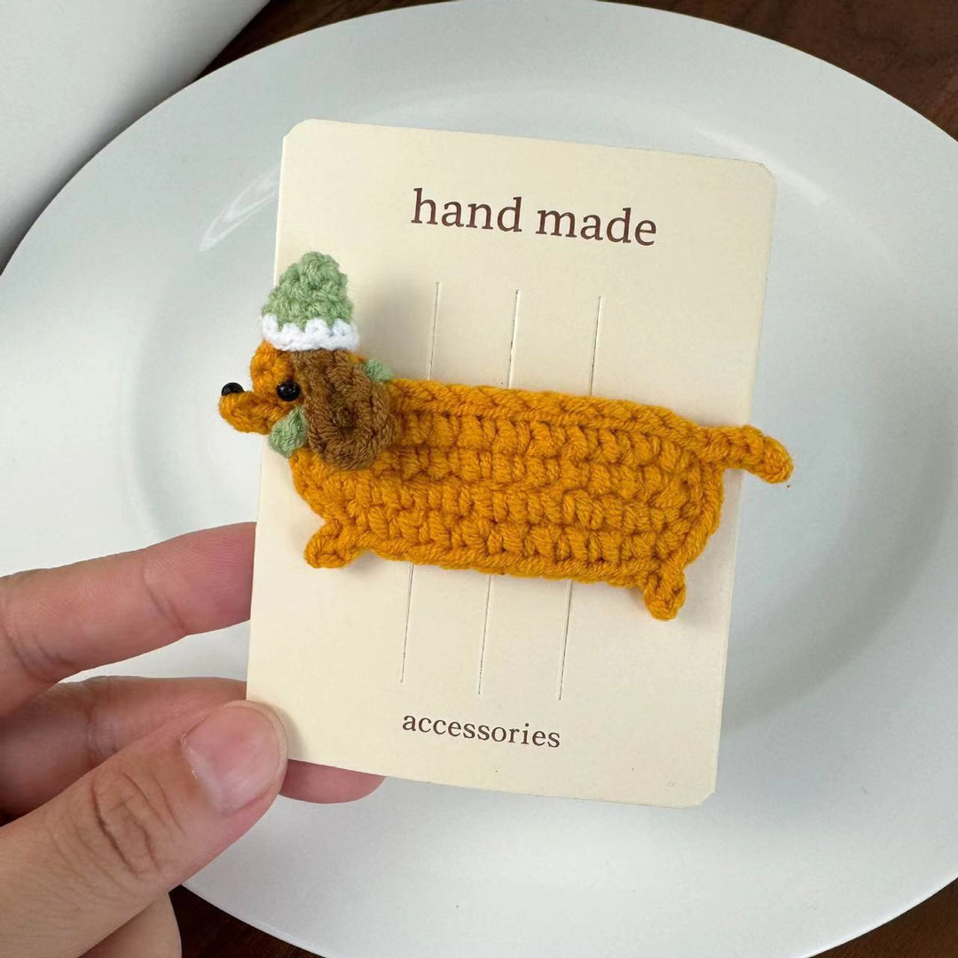 Girls Cute Cartoon Animal Knit Hair Clip N6K307