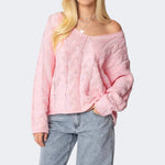 Load image into Gallery viewer, Cable V Knit Mid Weight Pink N5Z689
