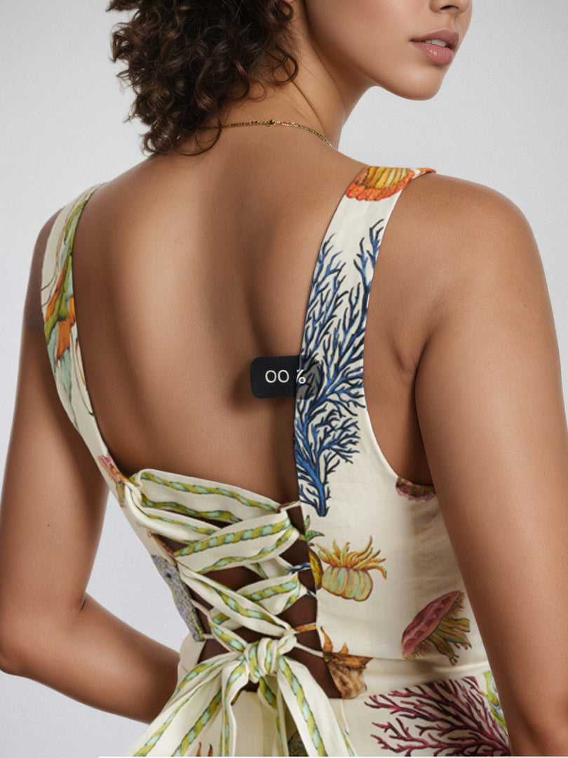 Backless Print Spaghetti Strap Mini Dress Women N6F087