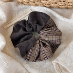 Load image into Gallery viewer, Womens Brown Plaid Patchwork Scrunchie N6K017