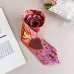 Load image into Gallery viewer, Pink Flame Heart Print Satin Tie Scarf Vintage Art N6G234